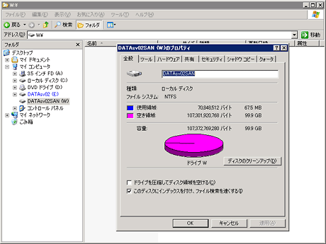 仮想ディスクをマウントした後のWindowsエクスプローラの画面