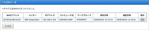 不正接続PC一覧