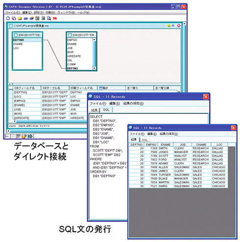 画面4　GUIベースでデータベースのクエリーを設計