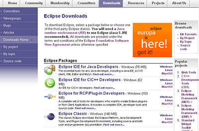 図1　大きく変わったEclipseのダウンロードサイト