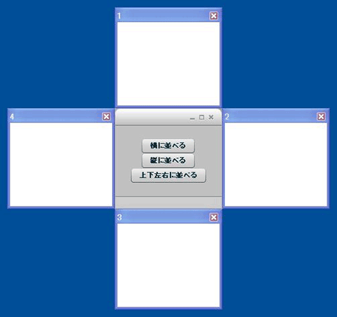 図4　子ウィンドウを上下左右に並べる