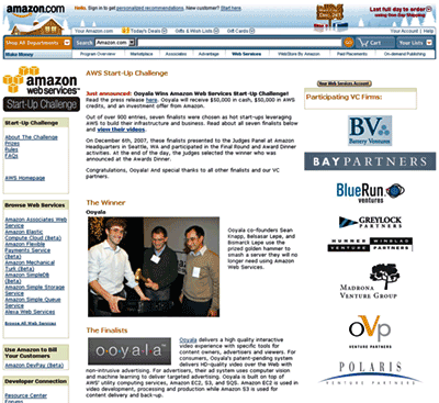 Amazon Web Service Start-Up Challengeのページ