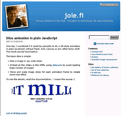 jole.fi「Slice animation in plain JavaScript」のページ