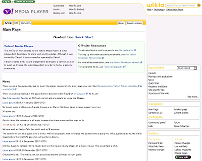 Main Page - Yahoo! Media Player public wikiのページ