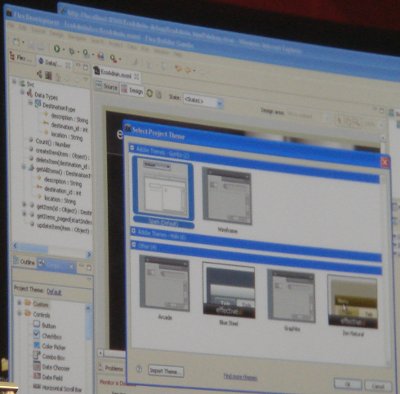 FlexBuilder 4に表示された適用できるテーマの一覧